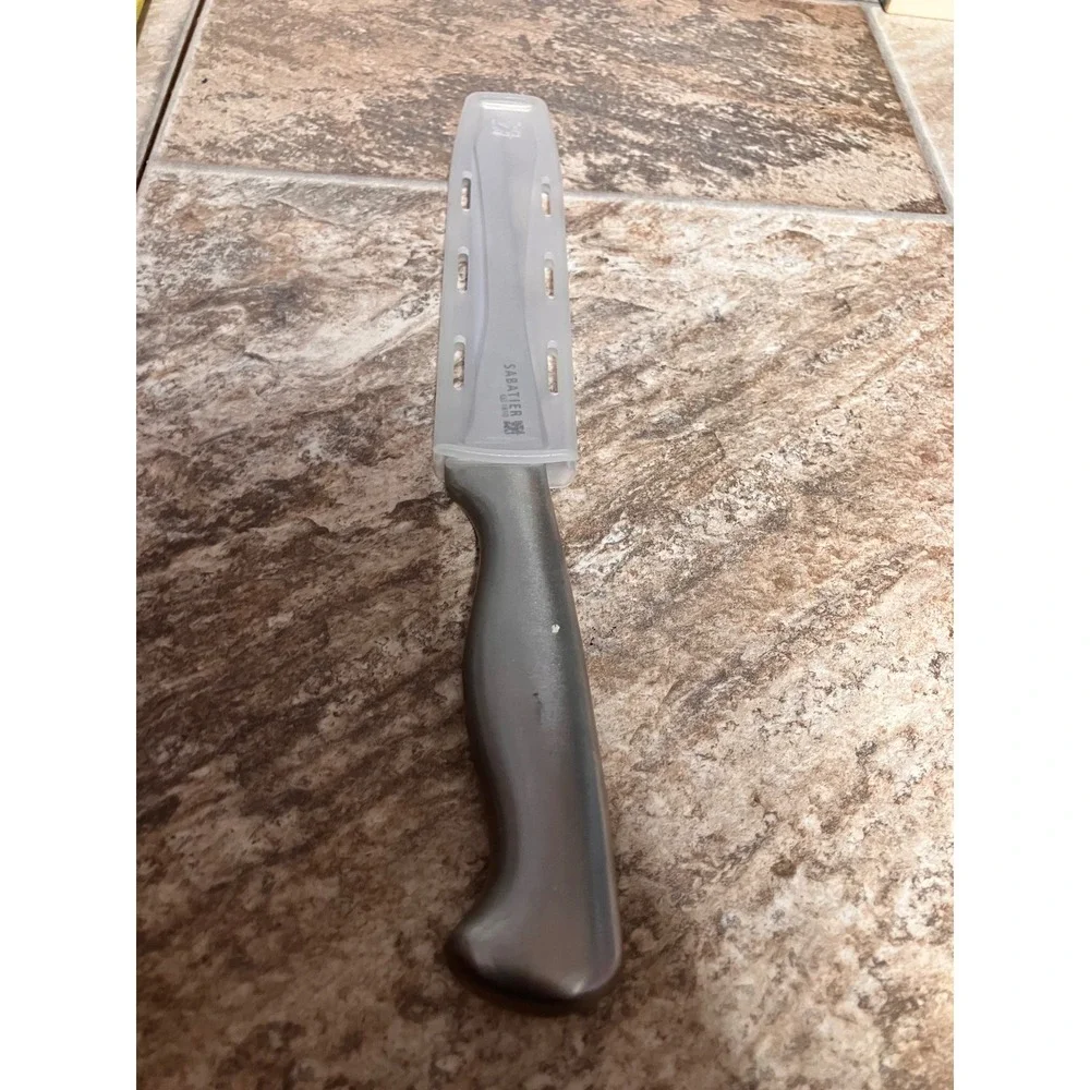 Sabatier Stainless Steel 6 inch Utility  with Sheath Silver All Metal 10.75